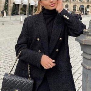 Zara Women's Black and Gold Jacket